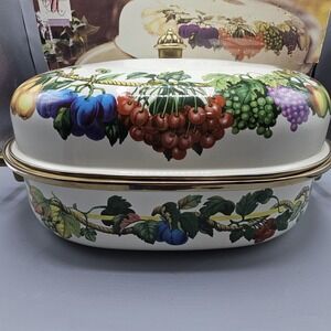 Vintage Tabletops Unlimited Kensington Garden 8 QT Roaster Dutch Oven Enameled